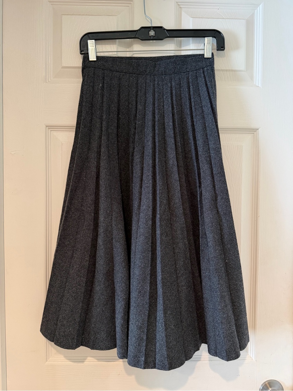 Vintage Charcoal Gray Pleated Midi Skirt